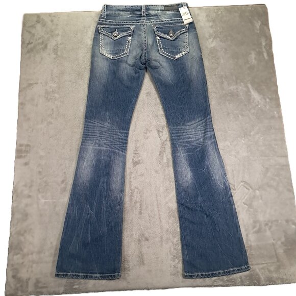 NEW NWT Daytrip Aquarius Flare Jean Women 32x37, Tag 30 XL Contrast Stitch Blue - Picture 2 of 16